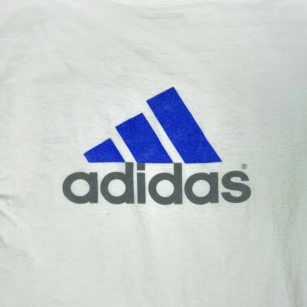 Vintage Adidas Shirt Men XL White Blue Logo Graphic Tee USA 1997 MN Soccer State